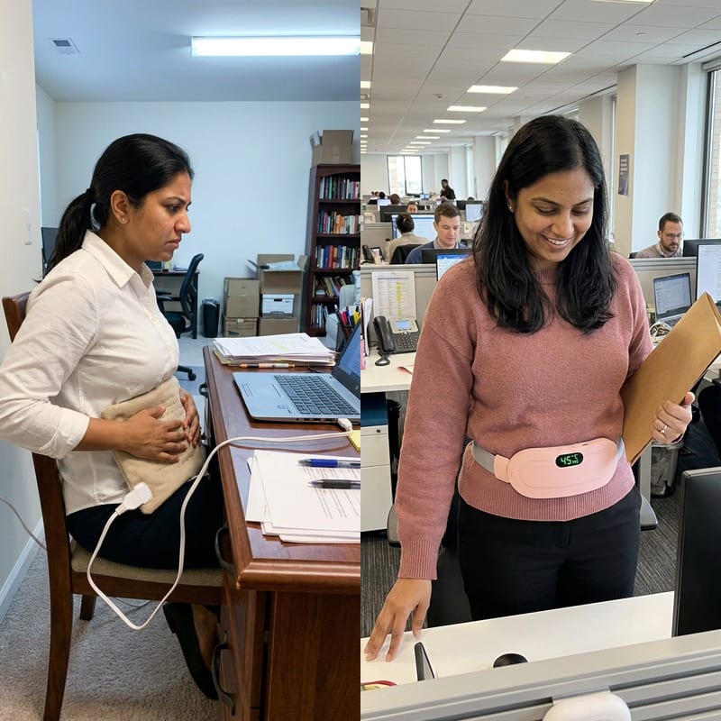 Anita R.: stuck at her desk with cramps before, comfortable with Belliwarm after