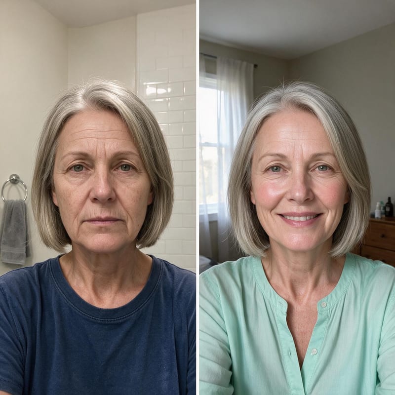 Diane C. before and after 8 weeks of Berry Facial Cream
