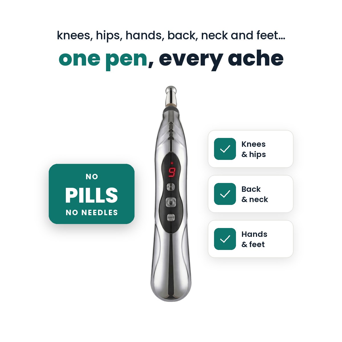 PainFree Device for knees and hips, back and neck, hands and feet; no pills, no needles