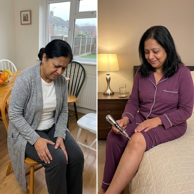 Anita R. using the PainFree Device at home
