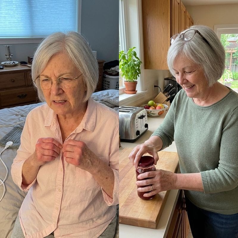 Diane C. using the PainFree Device at home