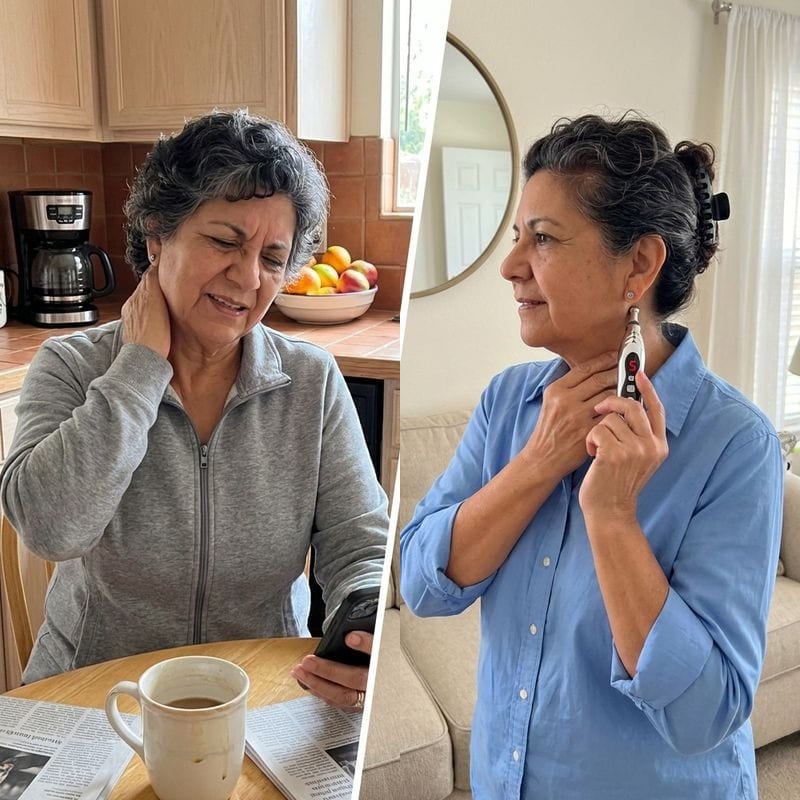 Sharon K. using the PainFree Device at home