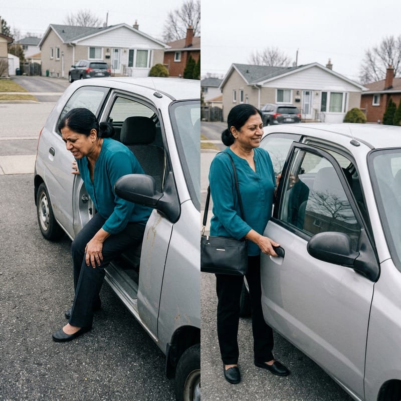 Anita R. before and after — knee pain eased